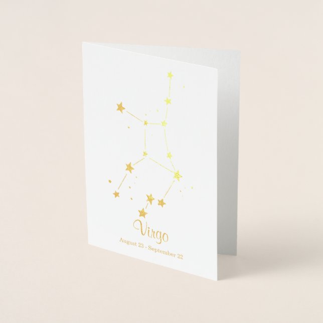 Tarjeta Con Relieve Metalizado Relieve metalizado dorado VIRGO Constelación de Ró (Anverso)