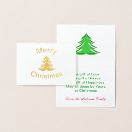 Tarjeta Con Relieve Metalizado Relieve metalizado Feliz Árbol de Navidad-3x5Tarje