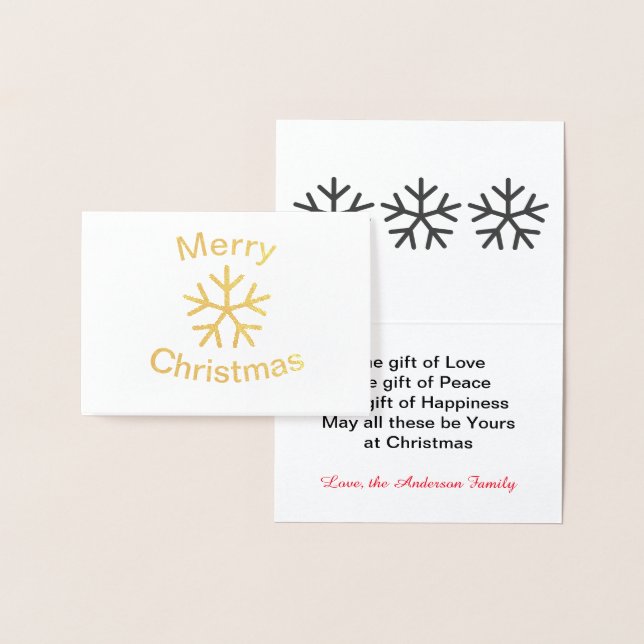 Tarjeta Con Relieve Metalizado Relieve metalizado Feliz Navidad Snowflake - Tarje (Demostración)