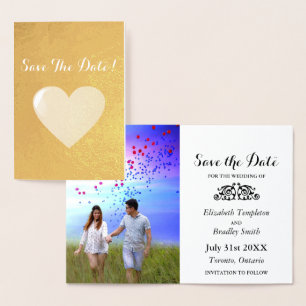 Tarjeta Con Relieve Metalizado Relieve metalizado Heart Engagement Photo Save the