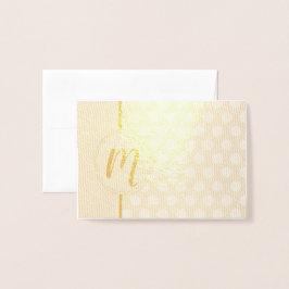 Tarjeta Con Relieve Metalizado Relieve metalizado Monograma Polka Dot Design Note