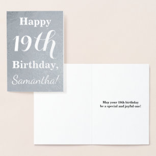 Tarjeta Con Relieve Metalizado Relieve metalizado plateado básico 19º cumpleaños 