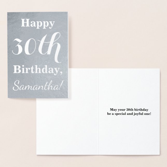 Tarjeta Con Relieve Metalizado Relieve metalizado plateado básico 30 cumpleaños + (Demostración)
