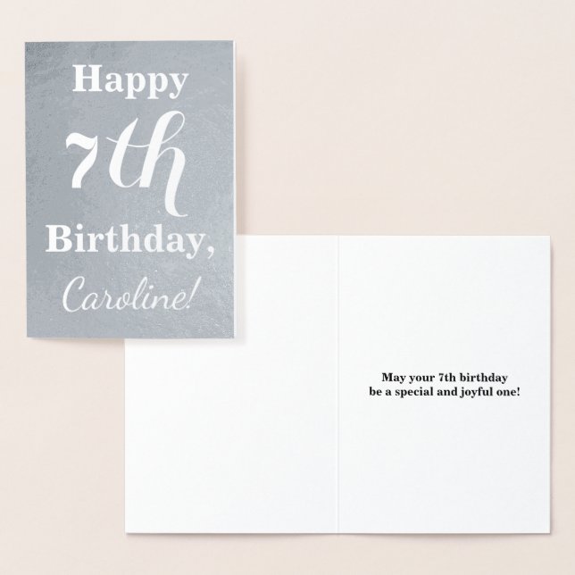Tarjeta Con Relieve Metalizado Relieve metalizado plateado básico 7 cumpleaños +  (Demostración)