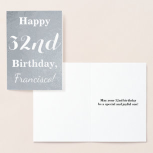 Tarjeta Con Relieve Metalizado Relieve metalizado plateado básico "Feliz cumpleañ