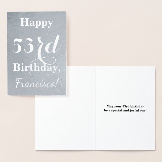 Tarjeta Con Relieve Metalizado Relieve metalizado plateado básico "Feliz cumpleañ (Demostración)