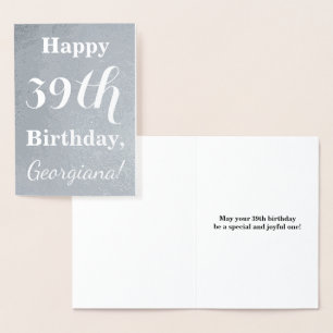 Tarjeta Con Relieve Metalizado Relieve metalizado plateado básico "Feliz cumpleañ