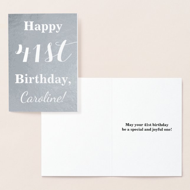 Tarjeta Con Relieve Metalizado Relieve metalizado plateado básico "Feliz cumpleañ (Demostración)
