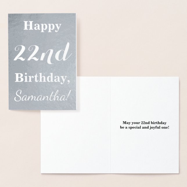 Tarjeta Con Relieve Metalizado Relieve metalizado plateado básico "Feliz cumpleañ (Demostración)