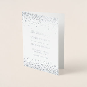 Tarjeta Con Relieve Metalizado Relieve metalizado plateado Confetti Dots Boda Cer