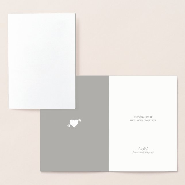 Tarjeta Con Relieve Metalizado Relieve metalizado plateado-corazón con flecha bod (Demostración)