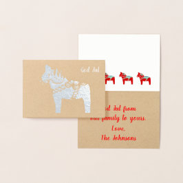 Tarjeta Con Relieve Metalizado Relieve metalizado plateado Dala Caballo Dios Jul