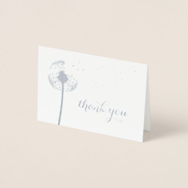 Tarjeta Con Relieve Metalizado Relieve metalizado plateado Dandelion (Anverso)