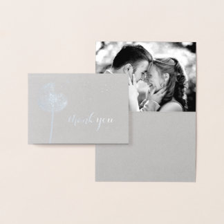 Tarjeta Con Relieve Metalizado Relieve metalizado plateado Dandelion Foto Gracias
