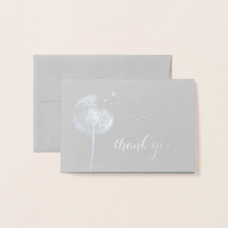 Tarjeta Con Relieve Metalizado Relieve metalizado plateado Dandelion Gracias por 