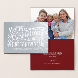 Tarjeta Con Relieve Metalizado Relieve metalizado plateado de Chalkboard Feliz Na