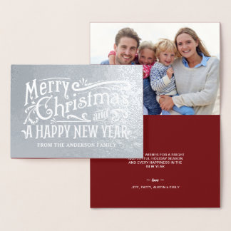 Tarjeta Con Relieve Metalizado Relieve metalizado plateado de Chalkboard Feliz Na