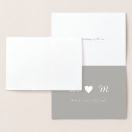 Tarjeta Con Relieve Metalizado Relieve metalizado plateado gracias boda monograma