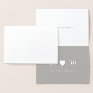 Tarjeta Con Relieve Metalizado Relieve metalizado plateado gracias boda monograma