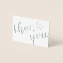 Tarjeta Con Relieve Metalizado Relieve metalizado plateado Gracias con foto y nom