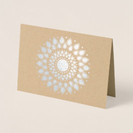 Tarjeta Con Relieve Metalizado Relieve metalizado plateado Lotus Mandala