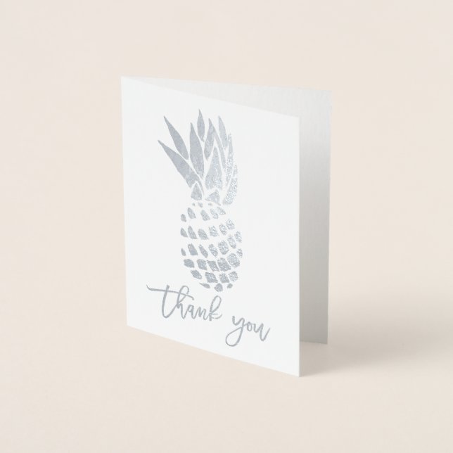 Tarjeta Con Relieve Metalizado Relieve metalizado plateado moderno gracias tipogr (Anverso)