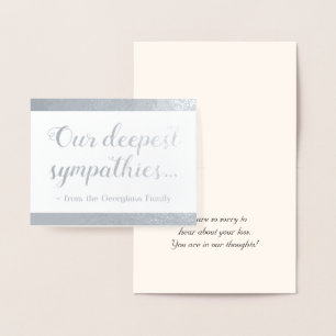 Tarjeta Con Relieve Metalizado Relieve metalizado plateado "nuestras condolencias