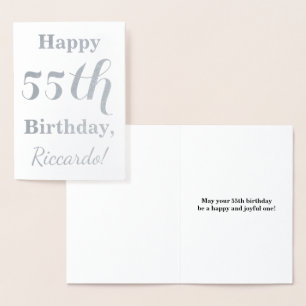 Tarjeta Con Relieve Metalizado Relieve metalizado plateado simple 55º cumpleaños