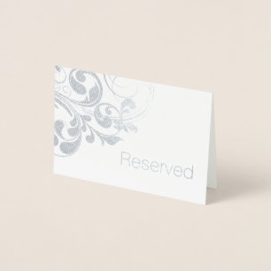 Tarjeta Con Relieve Metalizado Relieve metalizado plateado Swirls Elegant Flouris