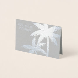 TARJETA CON RELIEVE METALIZADO RELIEVE METALIZADO PLATEADO TROPICAL PALM TREE NAV
