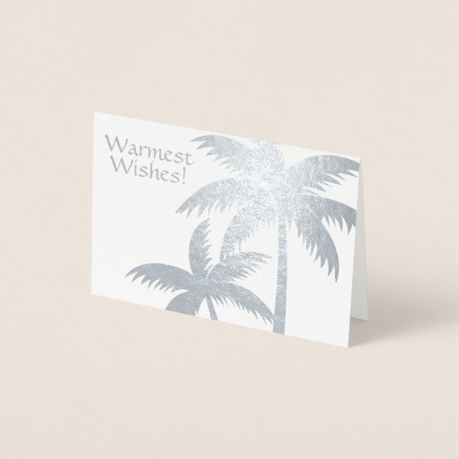 TARJETA CON RELIEVE METALIZADO RELIEVE METALIZADO PLATEADO TROPICAL PALM TREE NAV (Anverso)