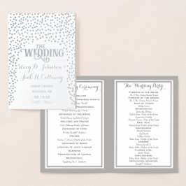 Tarjeta Con Relieve Metalizado Relieve metalizado plateado WEDDING PROGRAM Confet
