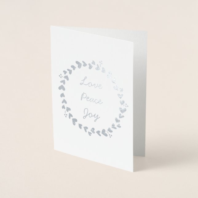 Tarjeta Con Relieve Metalizado Relieve metalizado plateado Wreath de la alegría d (Anverso)