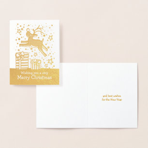 Tarjeta Con Relieve Metalizado Rentabilidad de los renos sobre regalos Navidades