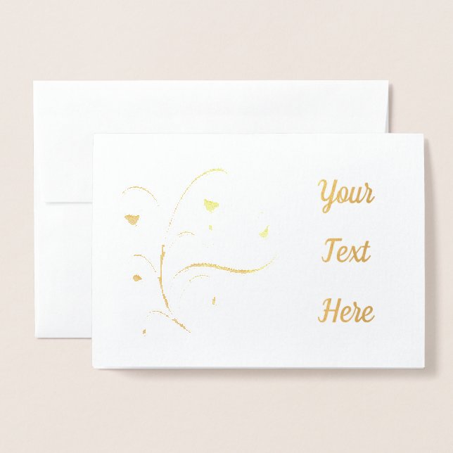 Tarjeta Con Relieve Metalizado Resumen de Flores Modernas (Anverso con sobre)