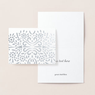 Tarjeta Con Relieve Metalizado Resumen de oro o plata Modelo floral moderno