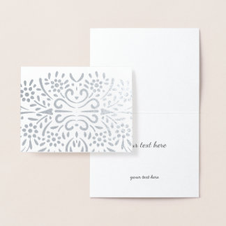 Tarjeta Con Relieve Metalizado Resumen de oro o plata Modelo floral moderno