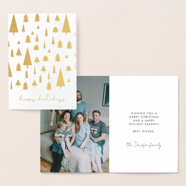 Tarjeta Con Relieve Metalizado Resumen del patrón de árboles de Navidad Felices f (Demostración)