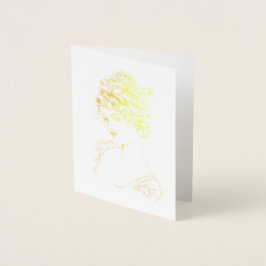 Tarjeta Con Relieve Metalizado Retrato Art Nouveau Lady de 1917