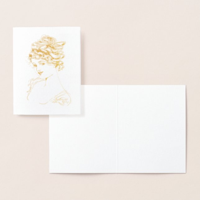 Tarjeta Con Relieve Metalizado Retrato Art Nouveau Lady de 1917 (Demostración)
