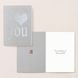 Tarjeta Con Relieve Metalizado romántico te amo corazón plateado
