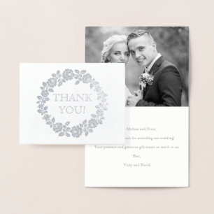 Tarjeta Con Relieve Metalizado Rosa boda Gracias kraft papel foto plata