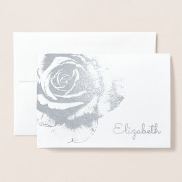 Tarjeta Con Relieve Metalizado Rosa Floral Vintage Elegante