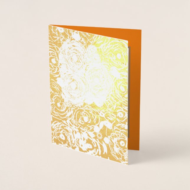 Tarjeta Con Relieve Metalizado Rosas (Anverso)