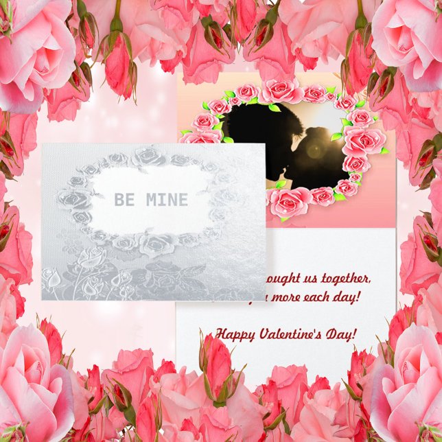 Tarjeta Con Relieve Metalizado Rosas de Relieve metalizado plateado sean mi parej (Subido por el creador)