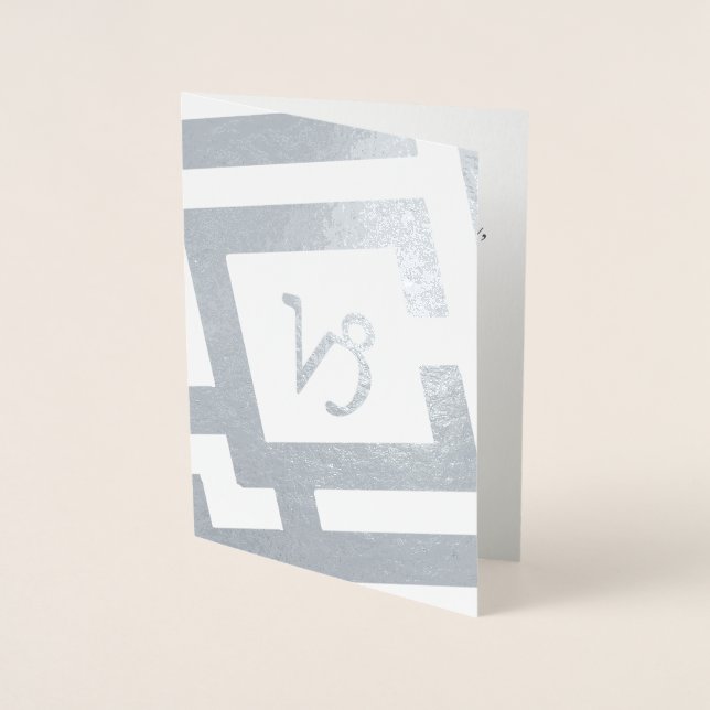 Tarjeta Con Relieve Metalizado Rótulo astrológico Capricorn Personalizado Plata T (Anverso)