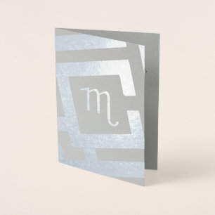 Tarjeta Con Relieve Metalizado Rótulo Astrológico Escorpio Personalizado de decor