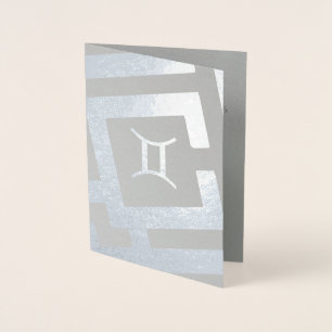Tarjeta Con Relieve Metalizado Rótulo astrológico Gemini Personalizado de decorac