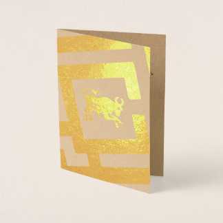 Tarjeta Con Relieve Metalizado Rótulo Astrológico Taurus Relieve metalizado Decor