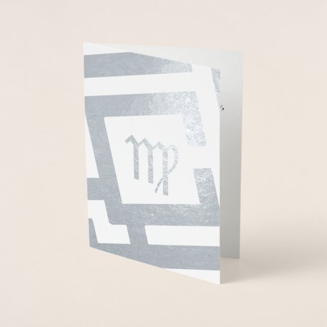 Tarjeta Con Relieve Metalizado Rótulo astrológico Virgo Personalizado de decoraci (Anverso)